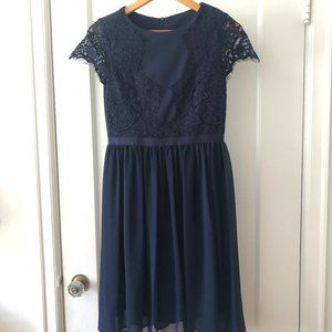 Navy Dress with Lace Details
